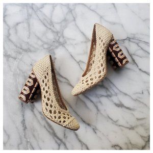 Tory Burch 100mm Grove Woven Leather Pump Size 5.5